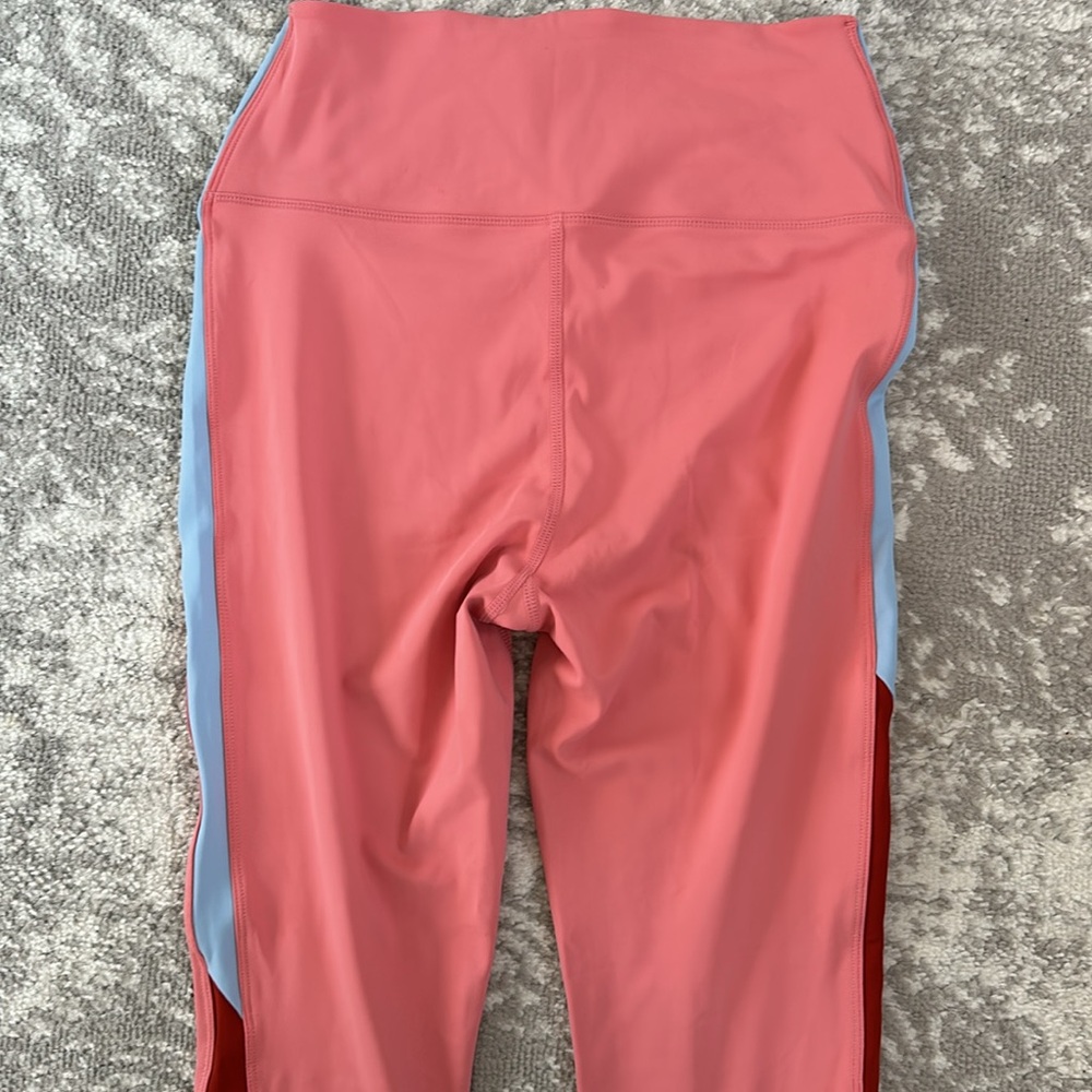 Splits 59 Pink Workout Leggings, Light Blue Stripe Size L - Picture 4 of 6